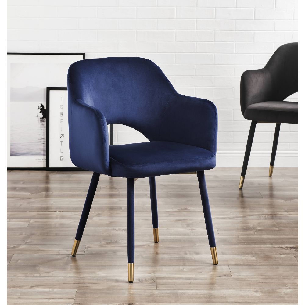 Applewood Ocean Blue Velvet & Gold Finish Accent Chair