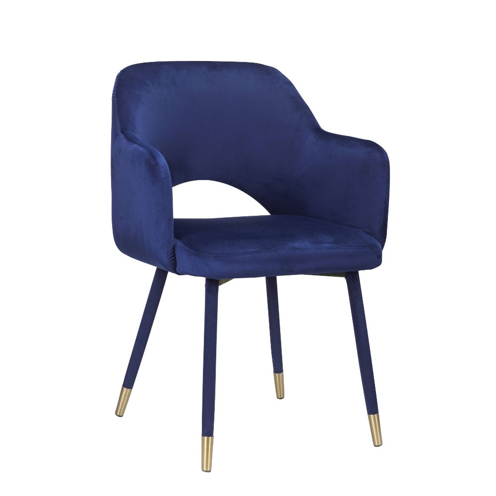 Applewood Ocean Blue Velvet & Gold Finish Accent Chair