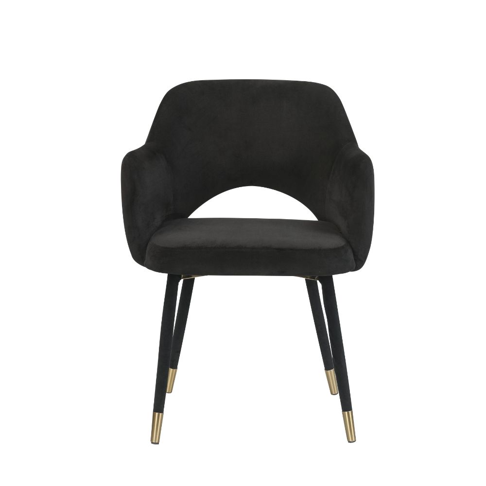 Applewood Black Velvet & Gold Finish Accent Chair