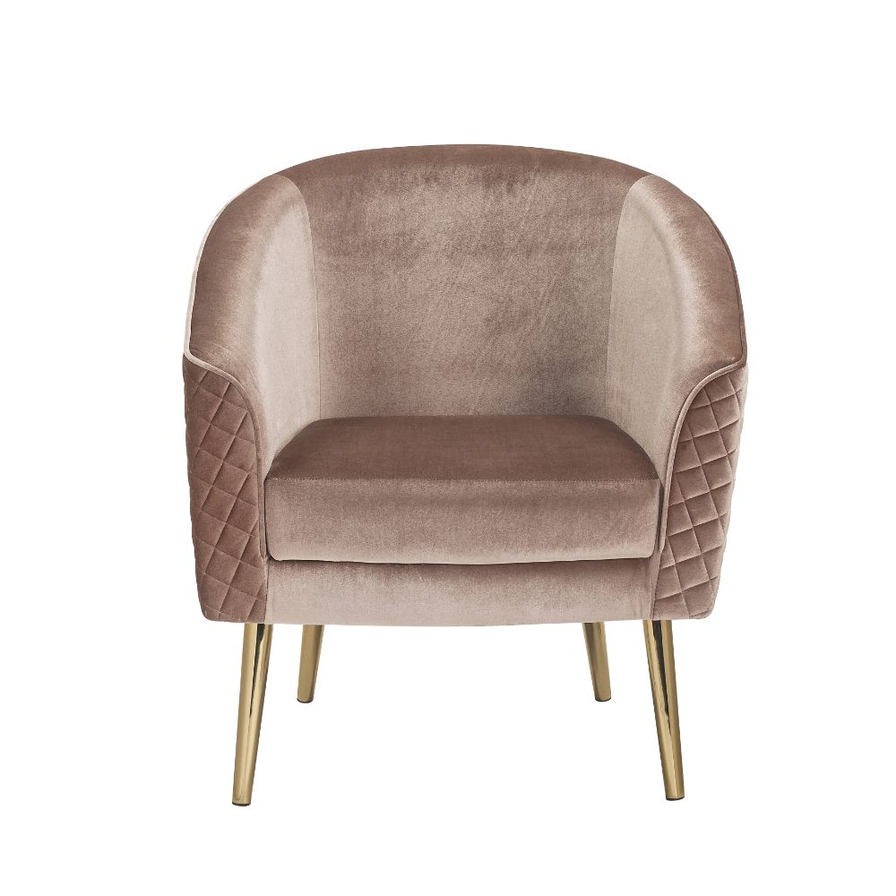 Benny Pink Velvet & Gold Finish Accent Chair