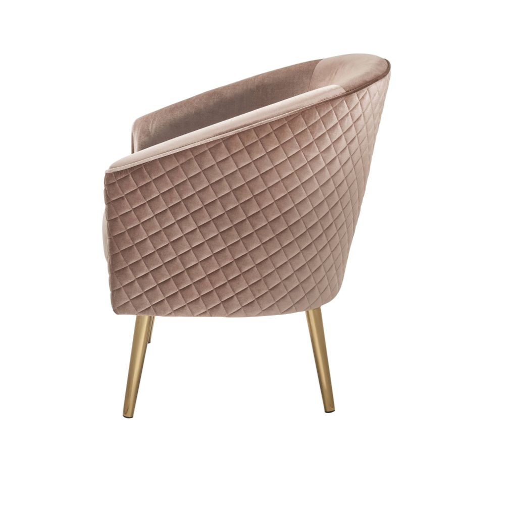 Benny Pink Velvet & Gold Finish Accent Chair