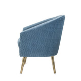 Benny Blue Velvet & Gold Finish Accent Chair