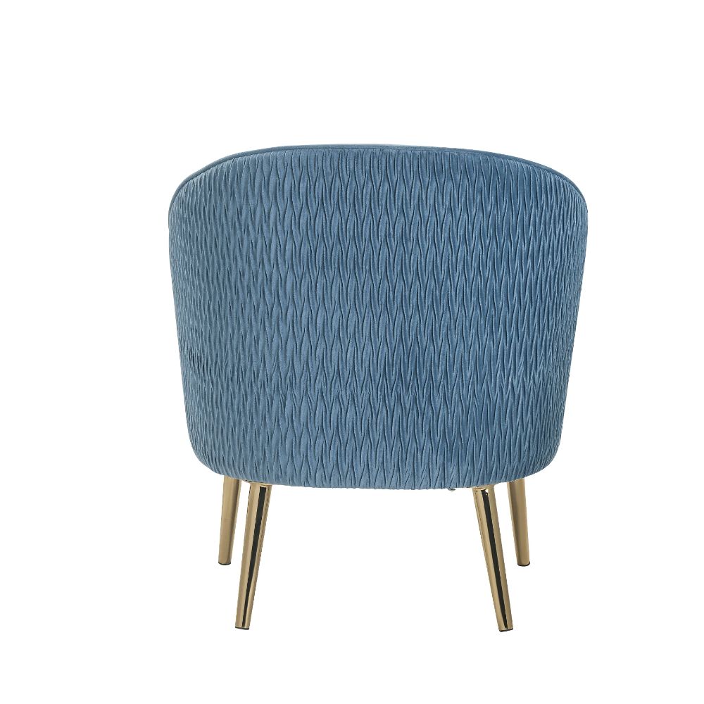 Benny Blue Velvet & Gold Finish Accent Chair