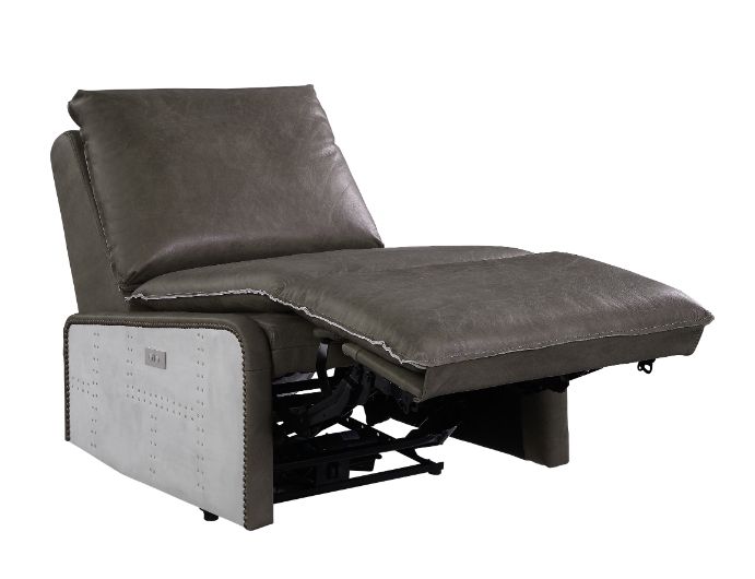 Metier Gray Top Grain Leather & Aluminum Recliner