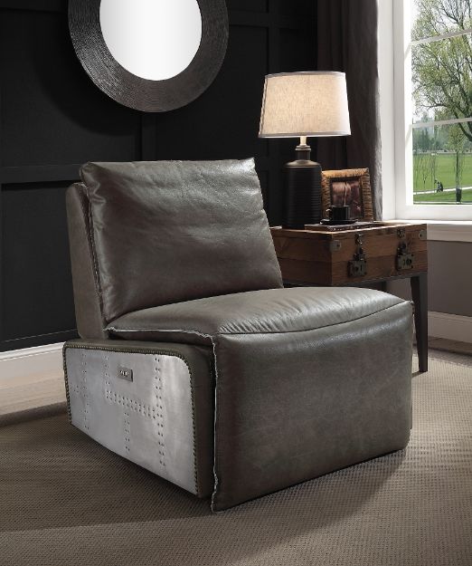 Metier Gray Top Grain Leather & Aluminum Recliner