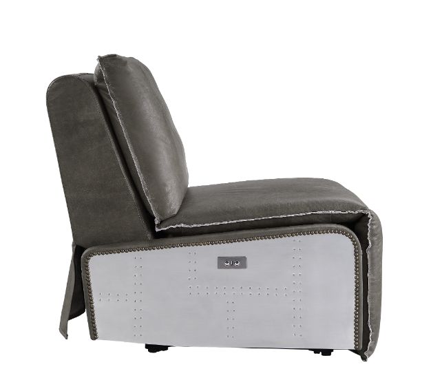 Metier Gray Top Grain Leather & Aluminum Recliner