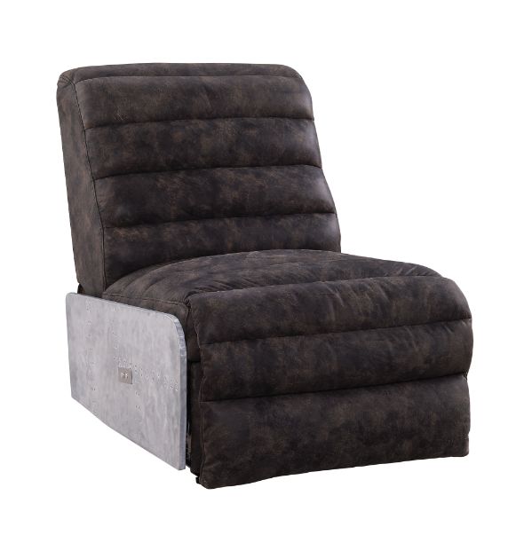 Okzuil Two Tone Gray Top Grain Leather & Aluminum Recliner