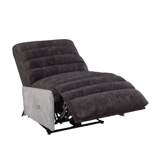 Okzuil Two Tone Gray Top Grain Leather & Aluminum Recliner