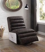 Okzuil Two Tone Gray Top Grain Leather & Aluminum Recliner