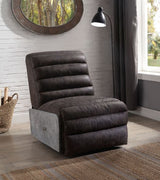 Okzuil Two Tone Gray Top Grain Leather & Aluminum Recliner