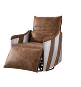 Qalurne Two Tone Mocha Top Grain Leather & Aluminum Recliner