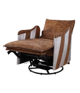 Qalurne Two Tone Mocha Top Grain Leather & Aluminum Recliner