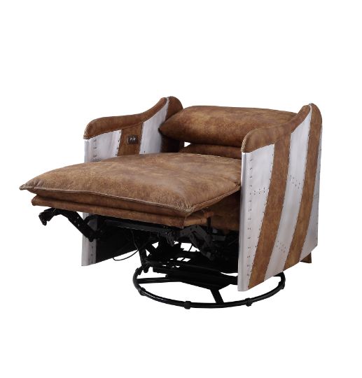 Qalurne Two Tone Mocha Top Grain Leather & Aluminum Recliner