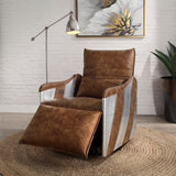 Qalurne Two Tone Mocha Top Grain Leather & Aluminum Recliner