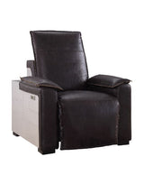 Nernoss Dark Top Grain Brown Leather & Aluminum Recliner