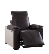 Nernoss Dark Top Grain Brown Leather & Aluminum Recliner