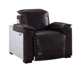 Nernoss Dark Top Grain Brown Leather & Aluminum Recliner