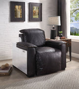 Nernoss Dark Top Grain Brown Leather & Aluminum Recliner