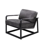 Locnos Gray Top Grain Leather & Black Finish Accent Chair