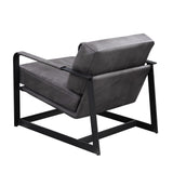 Locnos Gray Top Grain Leather & Black Finish Accent Chair