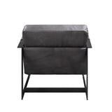 Locnos Gray Top Grain Leather & Black Finish Accent Chair