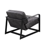 Locnos Gray Top Grain Leather & Black Finish Accent Chair