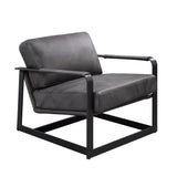 Locnos Gray Top Grain Leather & Black Finish Accent Chair