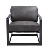 Locnos Gray Top Grain Leather & Black Finish Accent Chair