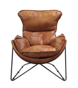 Thurshan Aperol Top Grain Leather & Black Finish Accent Chair