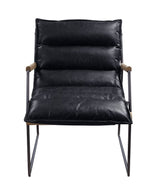 Luberzo Distress Espresso Top Grain Leather & Matt Iron Finish Accent Chair