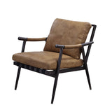 Anzan Berham Chestnut Top Grain Leather & Matt Iron Finish Accent Chair