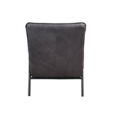 Nignu Gray Top Grain Leather & Matt Iron Finish Accent Chair