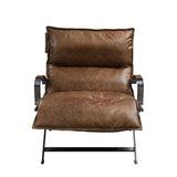 Zulgaz Cocoa Top Grain Leather & Matt Iron Finish Accent Chair