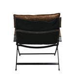 Zulgaz Cocoa Top Grain Leather & Matt Iron Finish Accent Chair