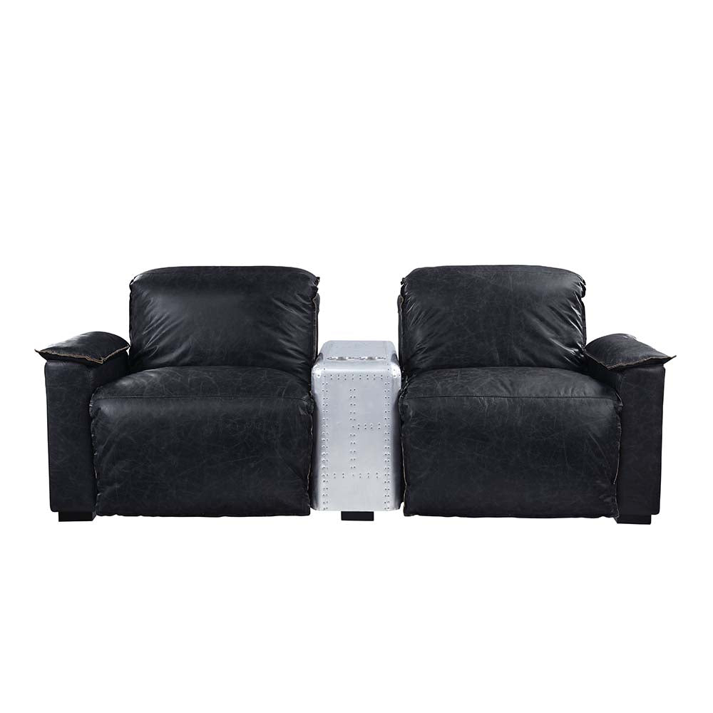 Misezon Black Top Grain Leather & Aluminum Recliner