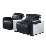 Misezon Black Top Grain Leather & Aluminum Recliner