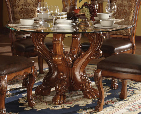 Acme Dresden 5 Piece Round Dining Table Set In Cherry