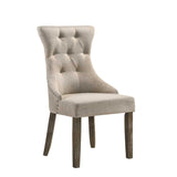 Gabrian Two-Tone Beige Fabric & Reclaimed Gray Finish Side Chair (Set-2)