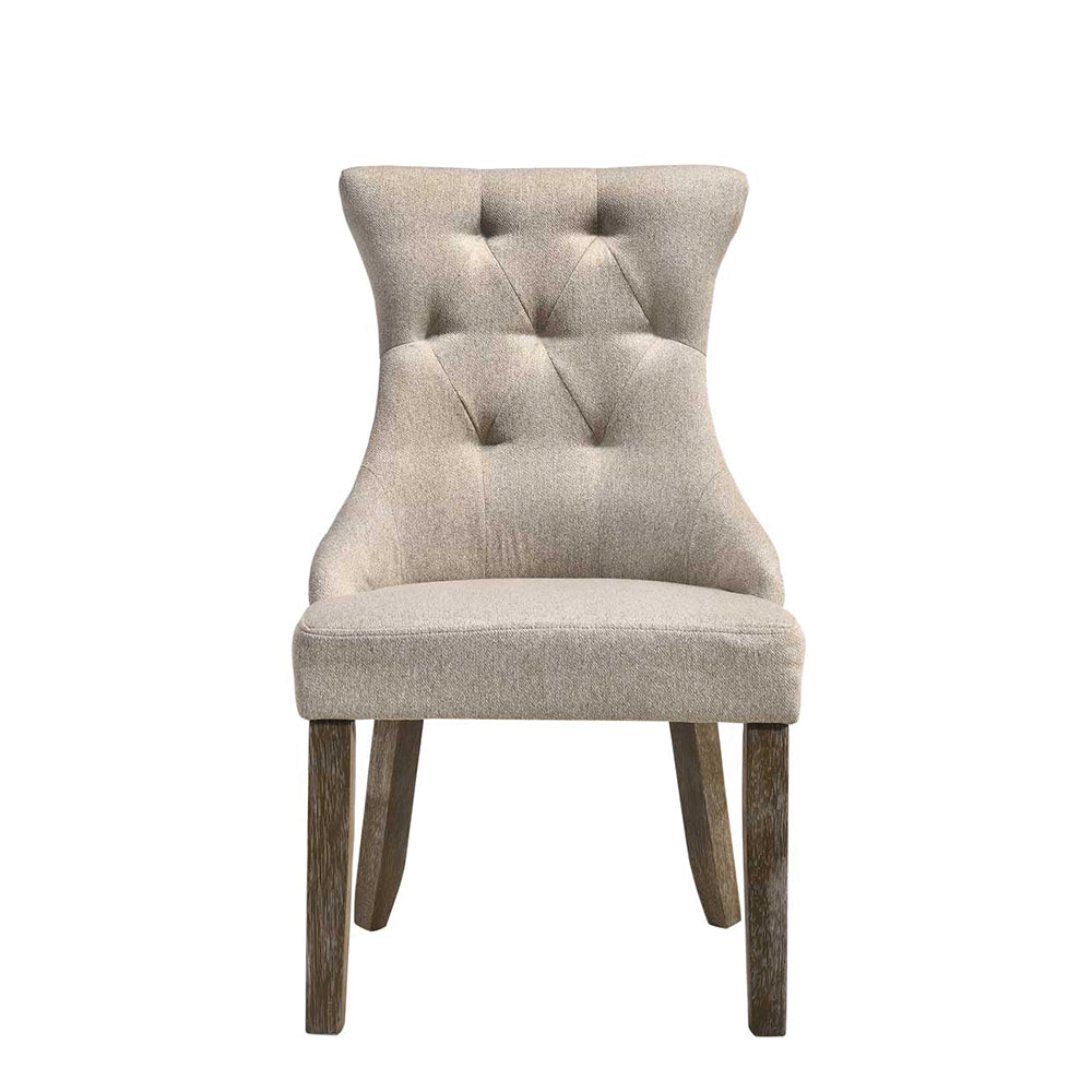 Gabrian Two-Tone Beige Fabric & Reclaimed Gray Finish Side Chair (Set-2)