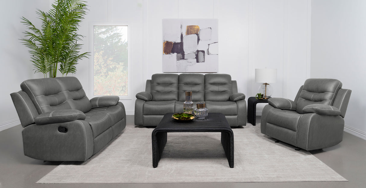 Nova Dark Grey 3-Piece Upholstered Padded Arm Sofa Set