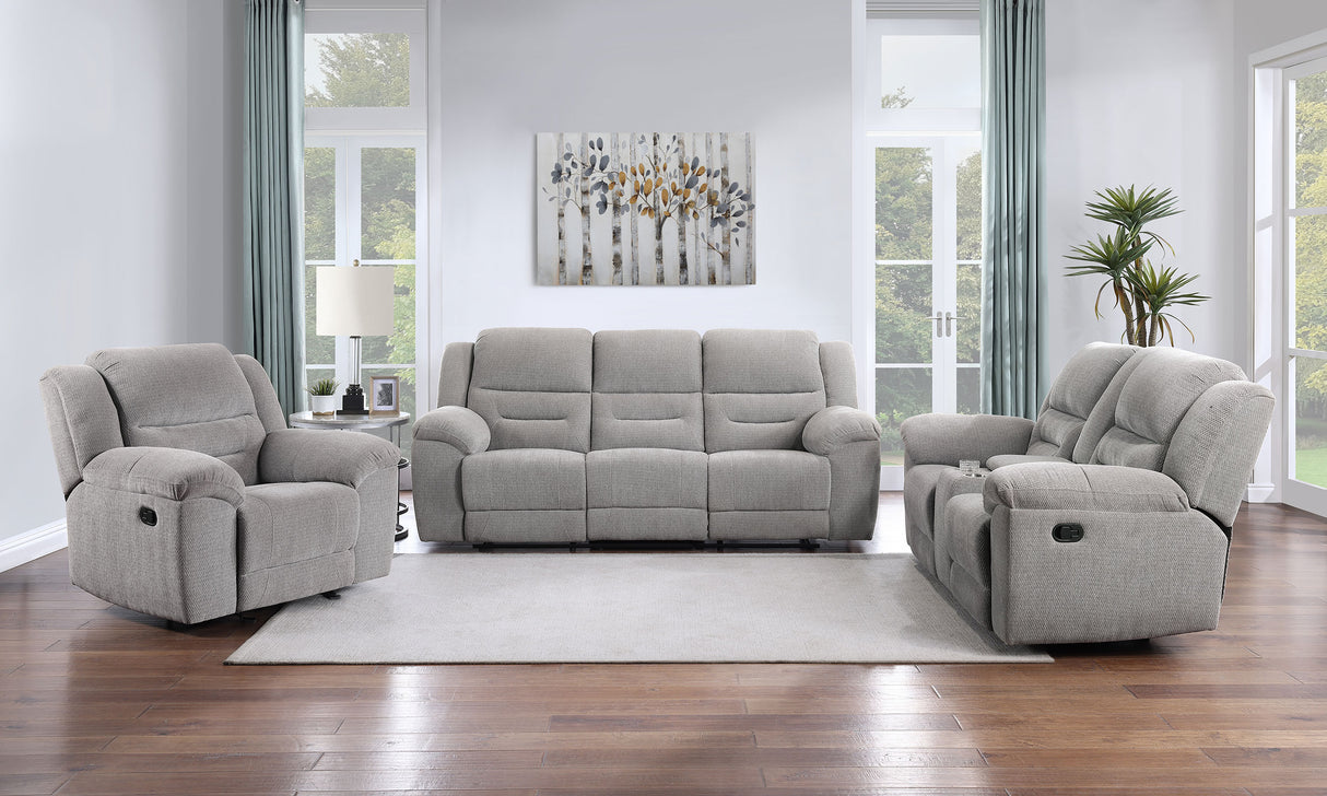 Gilson Grey 3-Piece Chenille Upholstered Sofa Set