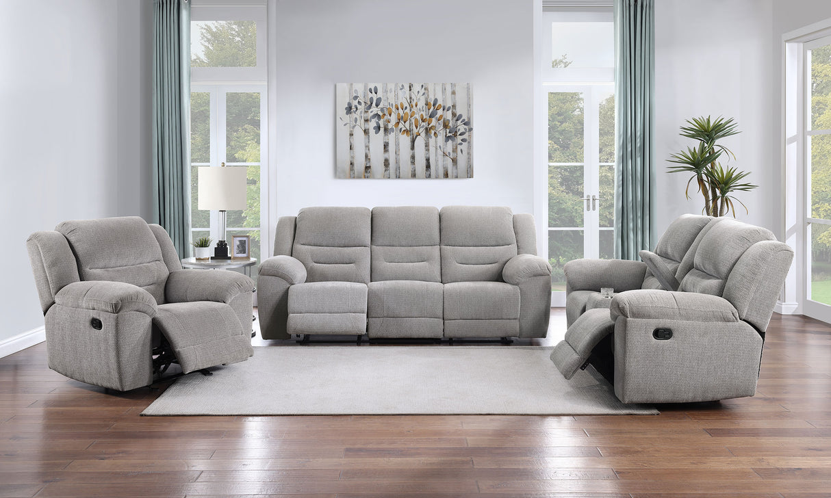 Gilson Grey 3-Piece Chenille Upholstered Sofa Set