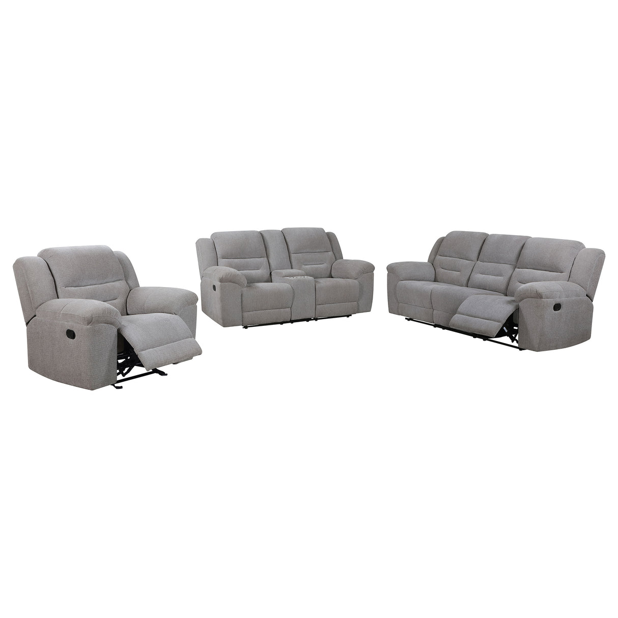 Gilson Grey 3-Piece Chenille Upholstered Sofa Set