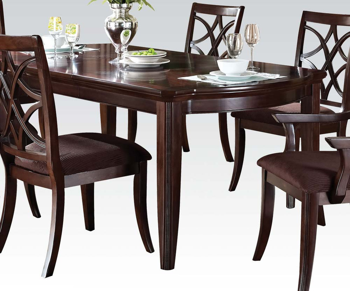 Acme Keenan 7 Piece Leg Dining Room Set In Dark Walnut