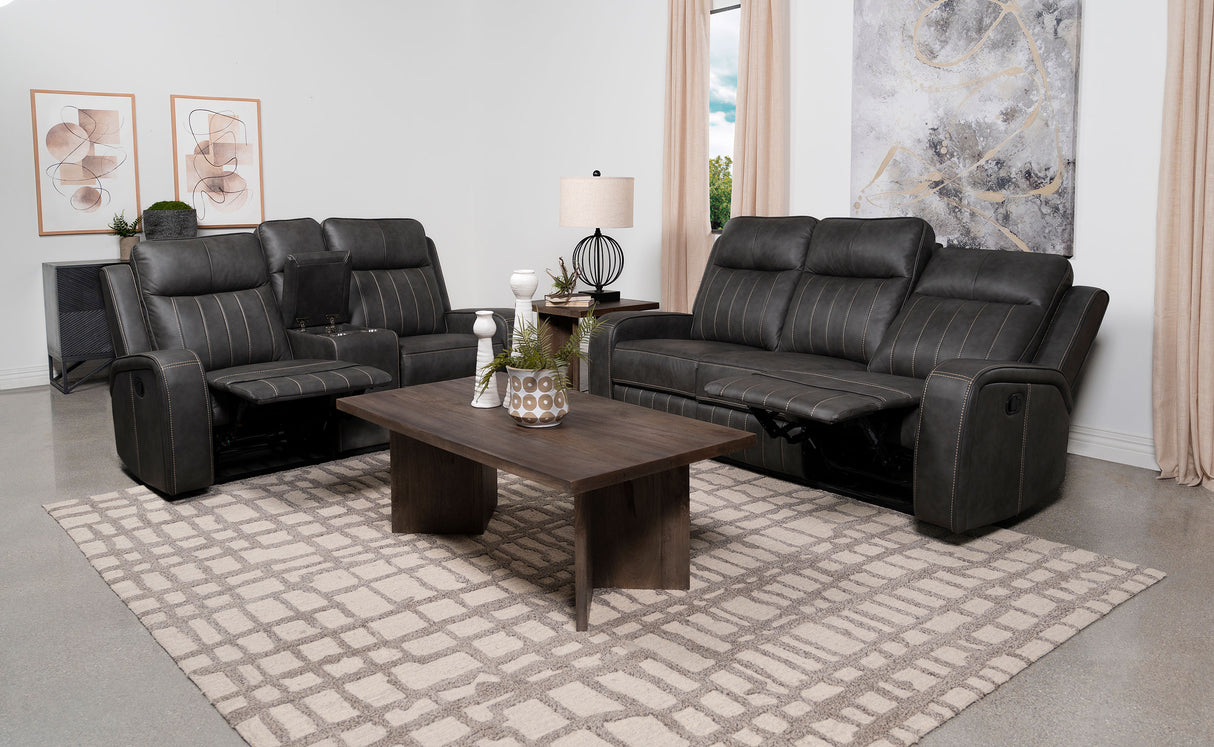 Raelynn Grey 2-Piece Upholstered Reclining Sofa Set