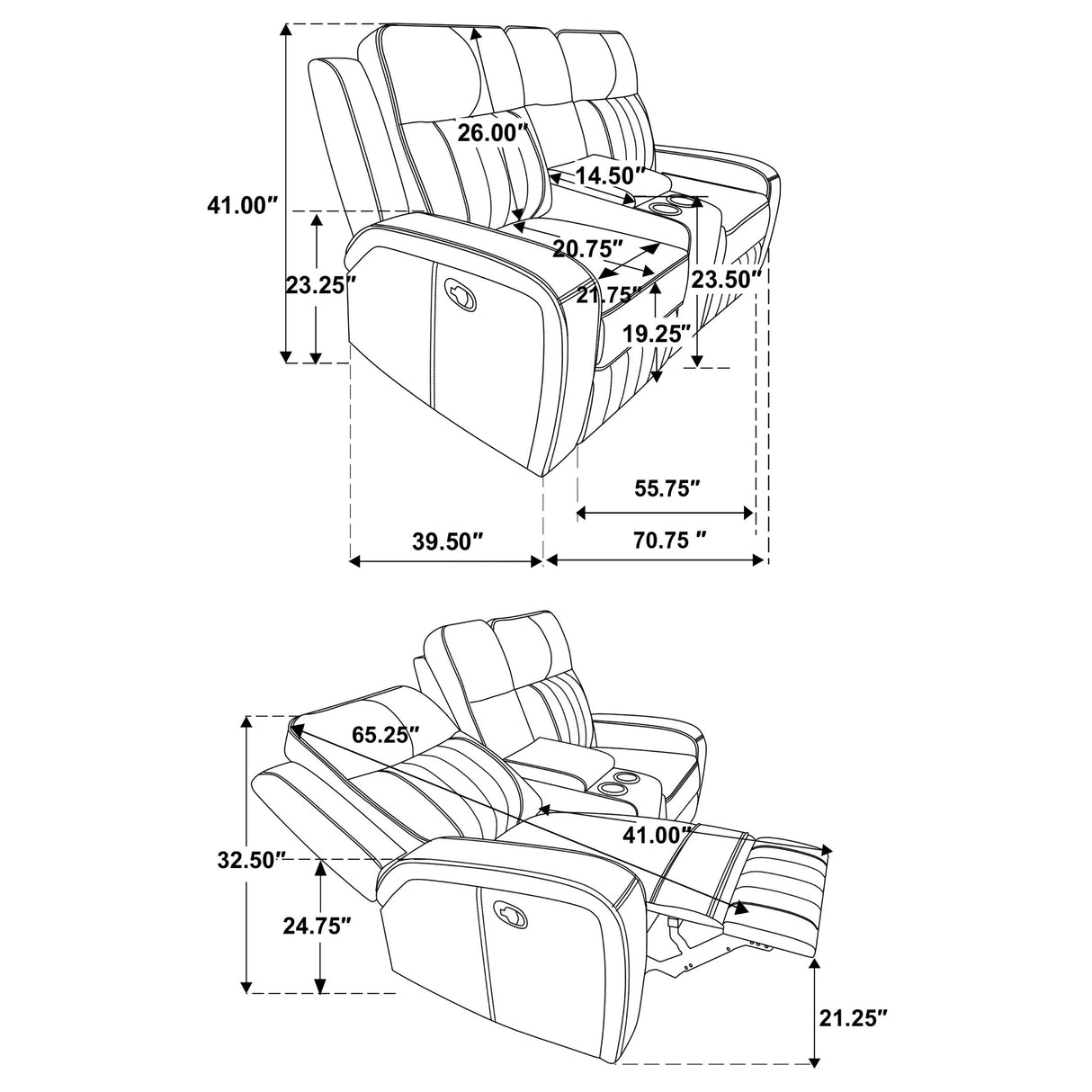 Raelynn Grey 2-Piece Upholstered Reclining Sofa Set