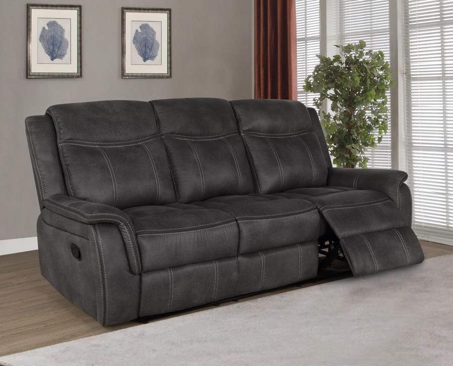 Lawrence Charcoal 2-Piece Upholstered Reclining Sofa Set