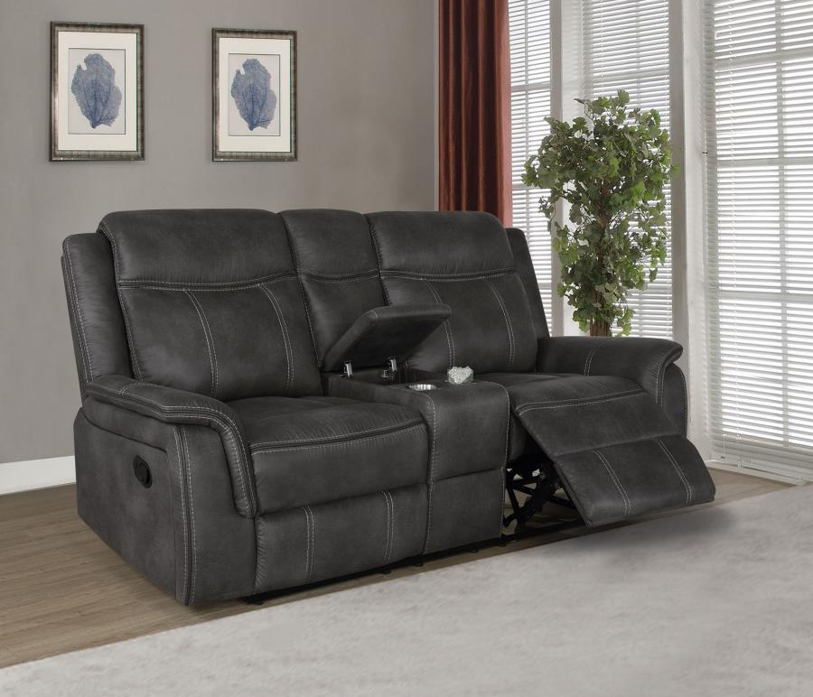 Lawrence Charcoal 2-Piece Upholstered Reclining Sofa Set