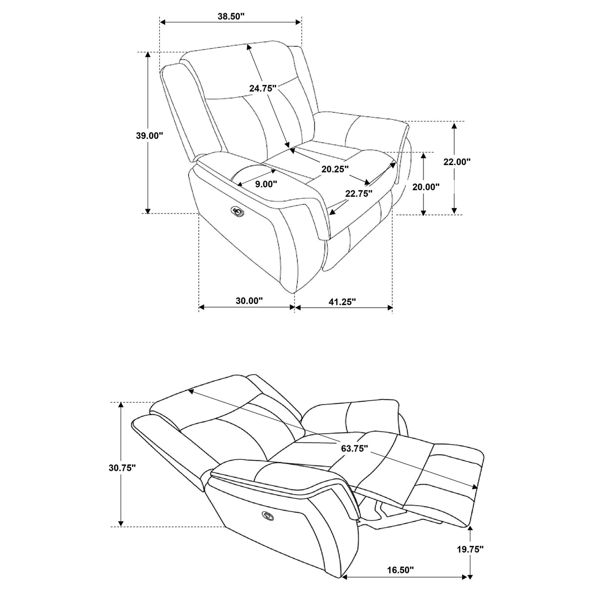 Lawrence Charcoal 3-Piece Upholstered Reclining Sofa Set