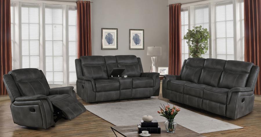 Lawrence Charcoal 3-Piece Upholstered Reclining Sofa Set